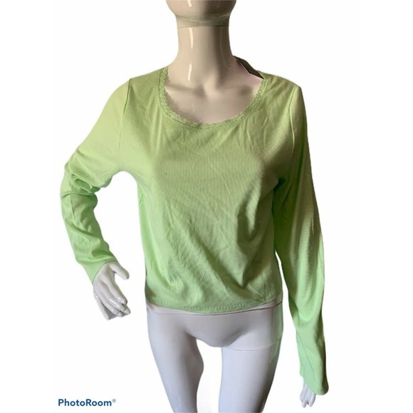 Women's M or XL Thermal Lime Green Crop Top NEW - Picture 2 of 5